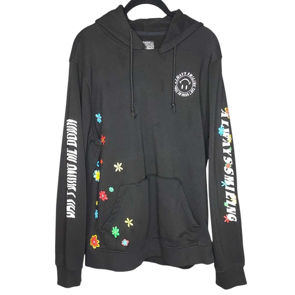 Brooklyn Cloth Mens L Graphics Thrashed Grunge Black Hoodie